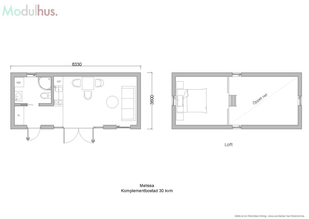 planlösning attefallshus 30 kvm Melissa