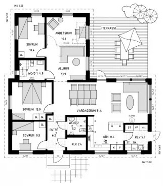 Planlösning vinkelhus Movehome